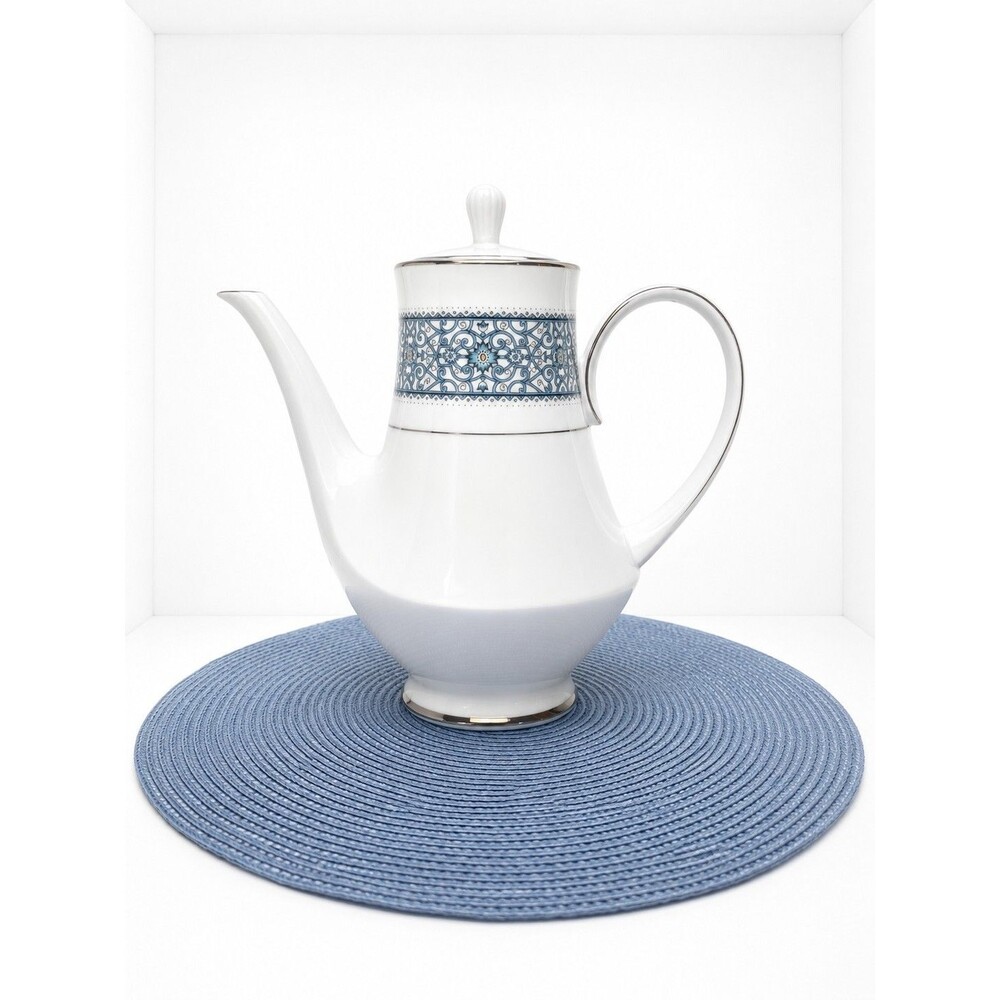Vintage Noritake Larue Blue Floral Fine China Coffee Pot Teapot with Lid Japan